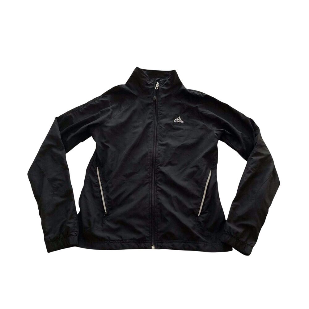 Adidas Track Jacket Windbreaker Black White Stripes Reflective Small Size 6